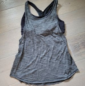 Lululemon Sports tank top with sports bra, Sz 8, space grey and black